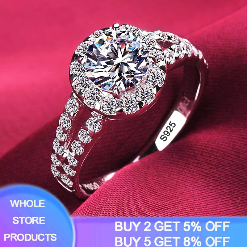 Big Promotion Authentic Tibetan Silver Rings Luxury 3 Layer White Gold Plated Wedding Band Fine Jewelry Zircon Rings for Women