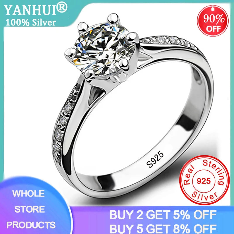 Exquisite Real Tibetan Silver Ring High Quality Rhinestones Cubic Zircon Rings for Women Allergy Free Eternity Engagement Band