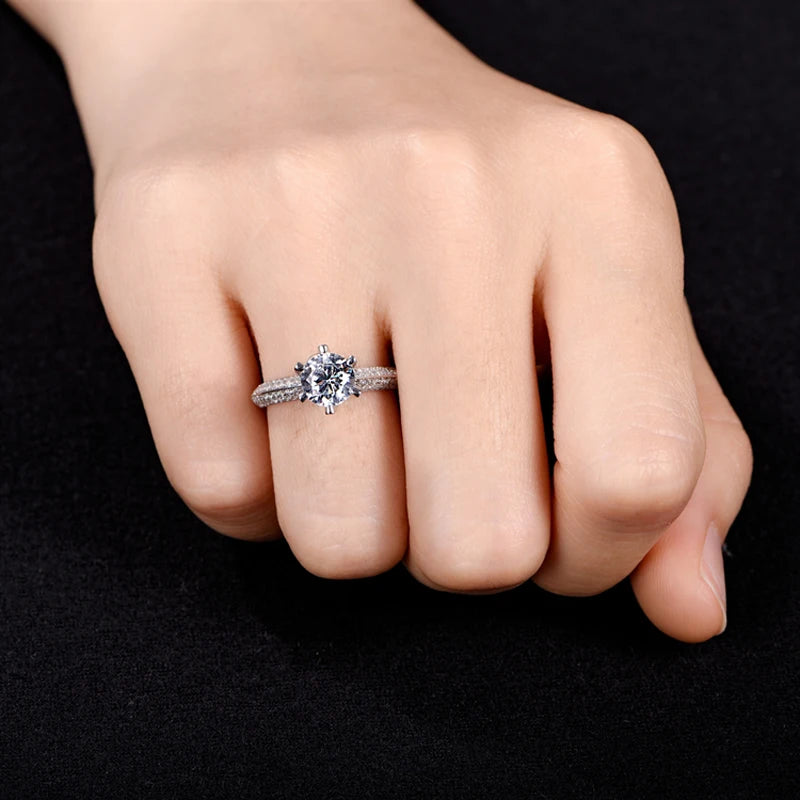 Big Promotion Authentic Tibetan Silver Rings Luxury 3 Layer White Gold Plated Wedding Band Fine Jewelry Zircon Rings for Women