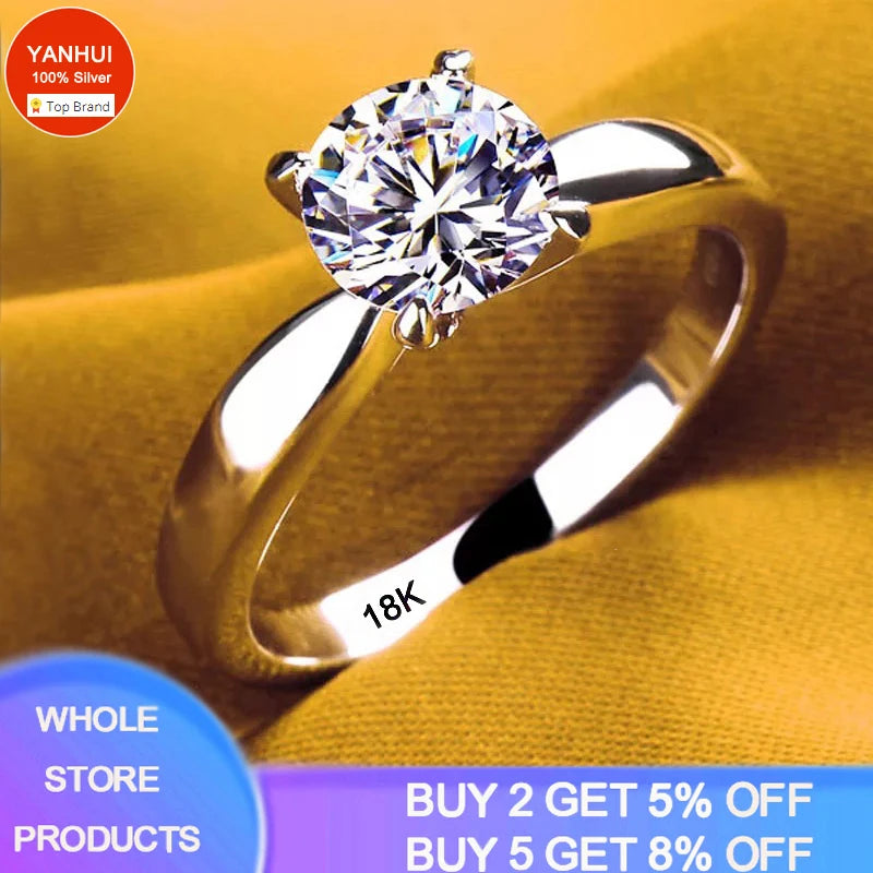 Big Promotion Authentic Tibetan Silver Rings Luxury 3 Layer White Gold Plated Wedding Band Fine Jewelry Zircon Rings for Women