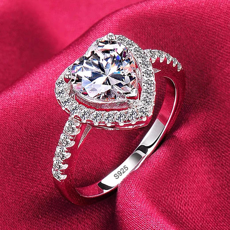 With Credentials White Gold Color Tibetan Silver Ring Classic 2.0ct Zirconia Diamand Wedding Band Women Gift Jewelry Accessories
