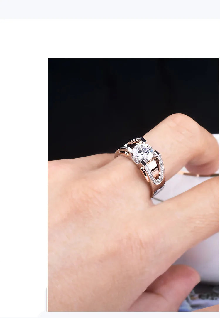 14K white gold Mens Ring Luxury Invisible Setting Natural Diamond Jewelry Hiphop/Rock Silver 925 Jewelry Wide Ring Men women