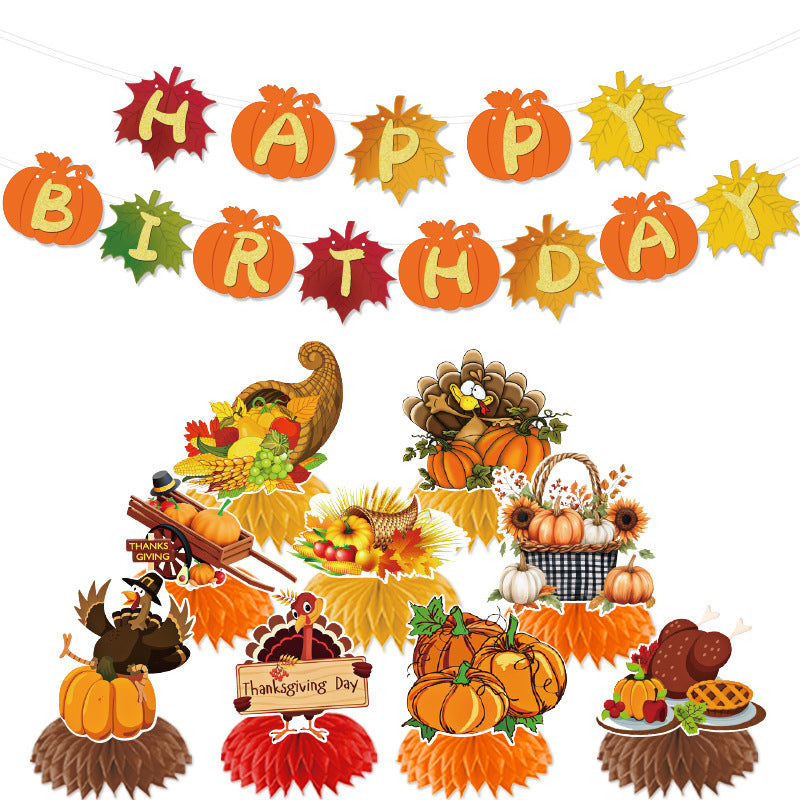 Amazon New Cross-Border Holiday Theme Party Supplies Thanksgiving Flag Banner Garland Hanging Decorations