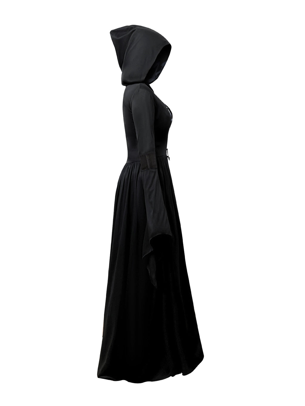 2025 New Halloween Witch Dress Hooded Skeleton Witch Magician Cosplay Stage Performance Costume
