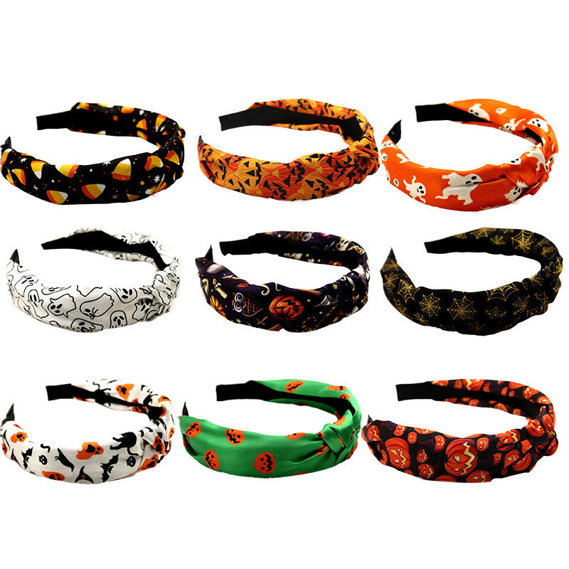 Cross-border wholesale Amazon Halloween pumpkin knotted hairband high cranial top headband hairpin high sense hair cave hair accessories