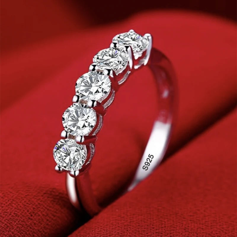 With Credentials White Gold Color Tibetan Silver Ring Classic 2.0ct Zirconia Diamand Wedding Band Women Gift Jewelry Accessories