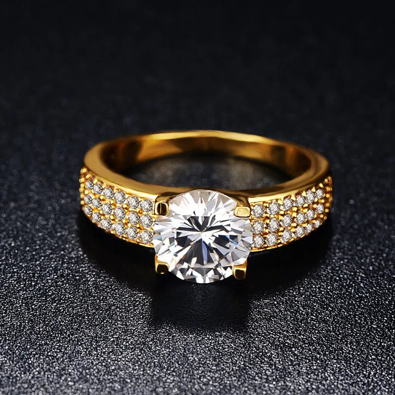 With Credentials White Gold Color Tibetan Silver Ring Classic 2.0ct Zirconia Diamand Wedding Band Women Gift Jewelry Accessories