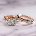 18K Rose Gold Couple Lab Diamond Ring sets Party Wedding band Rings for Women Men Promise Engagement Jewelry