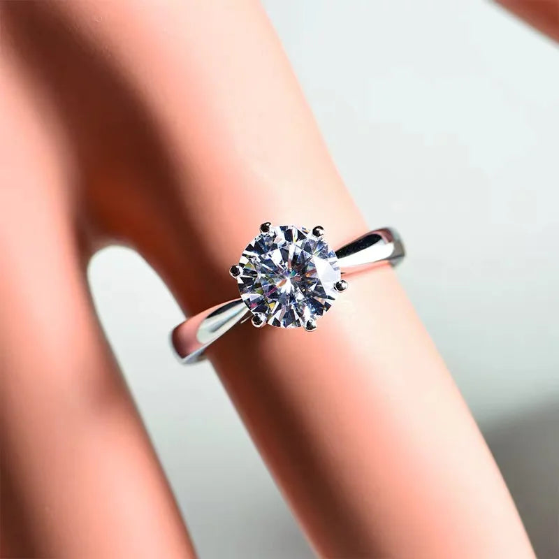 With Credentials White Gold Color Tibetan Silver Ring Classic 2.0ct Zirconia Diamand Wedding Band Women Gift Jewelry Accessories